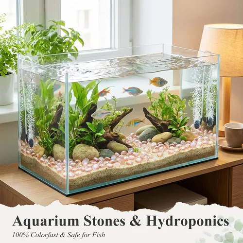 Vista 5 de DomeStar - Canicas de vidrio plano de 1 libra, canicas decorativas color champán para jarrones Piedras de acuario para pecera, cuentas de relleno