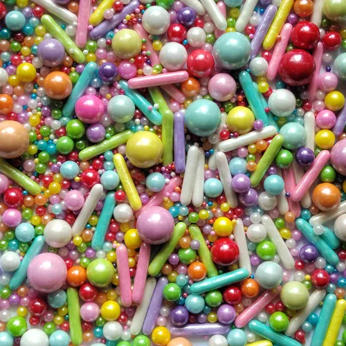 Vista 6 de Gránulos de Azúcar de Perlas Negras Comestibles Caramelos Mezcla de Tamaños para Hornear Decoraciones Comestibles para Pasteles Coberturas