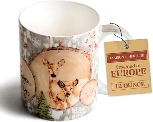 Vista 177 de Maison d' Hermine Taza de café con asas, tazas de porcelana fina de hueso, paquete de una taza de té para bebidas calientes, capuchino, latte