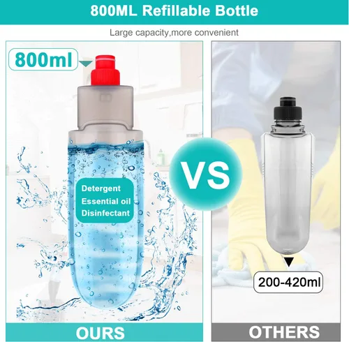 Vista 2 de Trapeador en aerosol para limpieza de suelos con 3 almohadillas lavables, mopa de microfibra húmeda y seca con botella recargable de 27.1 fl oz