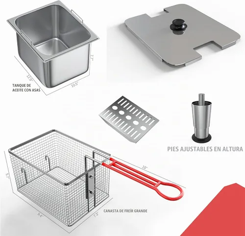 Vista 3 de EGGKITPO Freidora Profunda con Cesta Comercial Freidora Eléctrica de Encimera de 12L de Acero Inoxidable Freidoras Profundas para Uso