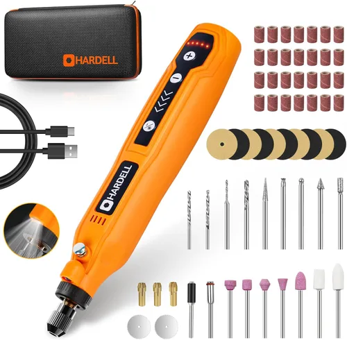 Vista 3 de HARDELL Mini herramienta rotativa inalámbrica y 230 accesorios de herramientas rotativas (naranja)