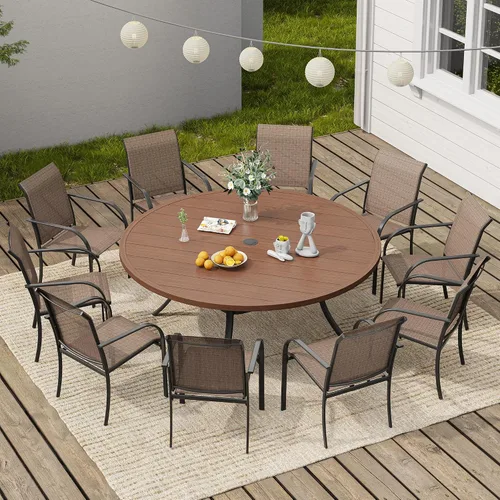 Vista 67 de VICLLAX Juego de 2 sillas de patio pequeñas para exteriores, juego de sillas apilables para patio y mesa de comedor cuadrada para porche delantero