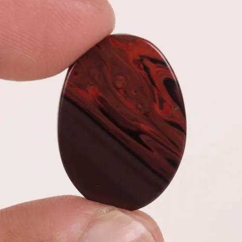 Vista 3 de REAL-GEMS Jaspe rojo natural de 19,5 quilates. Cabujón ovalado perfecto certificado para hacer joyas