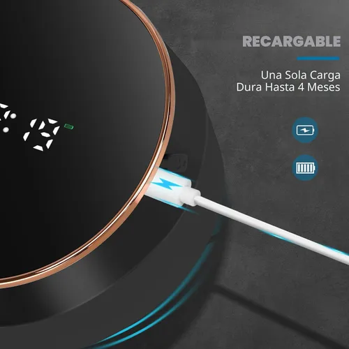 Vista 5 de Dispensador automático de jabón de espuma para baño: montaje en pared, recargable, sin contacto, ajustable, automático, inteligente, eléctrico