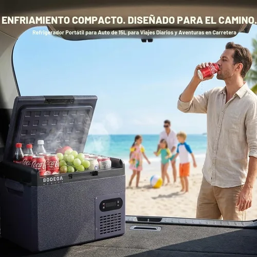 Vista 2 de BODEGA Refrigerador de coche de 12 voltios: portátil de 16 cuartos de galón, bajo ruido, enfriamiento rápido con pantalla LED, múltiples opciones