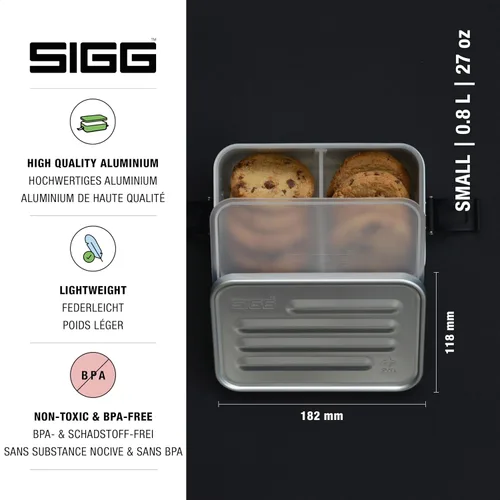Vista 3 de Sigg - Lonchera de Metal Plus - Envase de alimentos con compartimentos - Diseño suizo - Apto para lavavajillas - Ultra ligero - T/G Alu