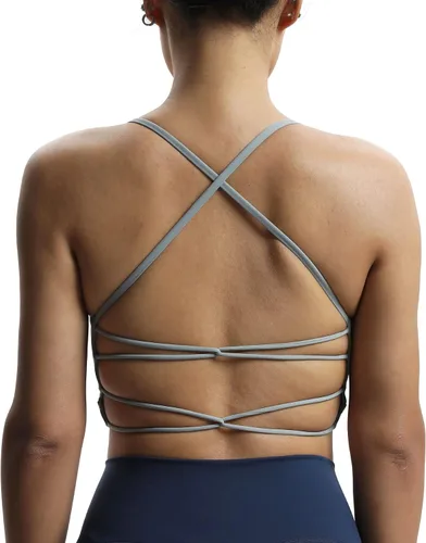 Vista 2 de Aoxjox Sujetadores deportivos de entrenamiento para mujer, para fitness, Julie Crossback, tirantes finos, acolchados, de bajo impacto, para yoga
