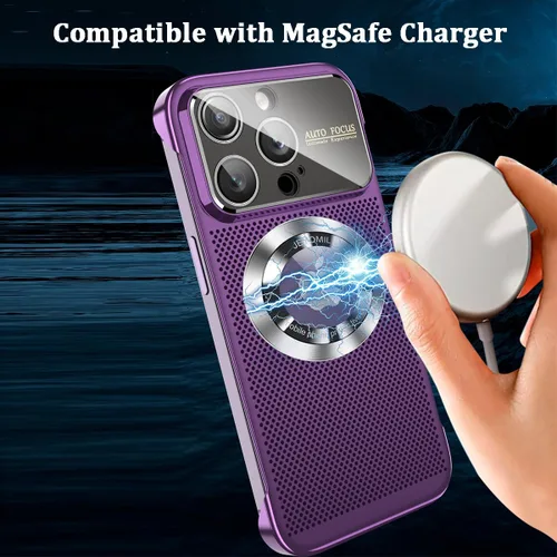 Vista 6 de Omio - Funda para teléfono con disipación de calor para iPhone 14 Pro Max, compatible con MagSafe, carcasa delgada sin marco chapado con ventana