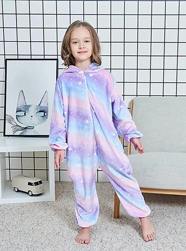 Vista 4 de Kids Unicorn Onesie Animal Pajamas Halloween Cosplay Costume Sleepwear Gift for Girls
