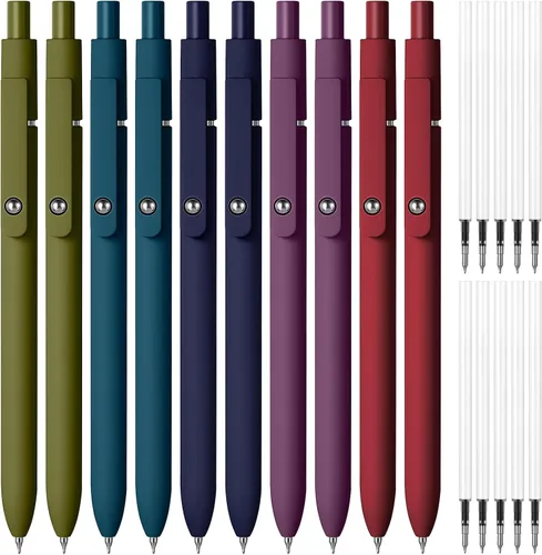 Vista 8 de Thenshop Bolígrafo retráctil de tinta de gel con repuesto de clic negro de 0.020 in, escritura suave, lindo secado rápido, punta fina y estética