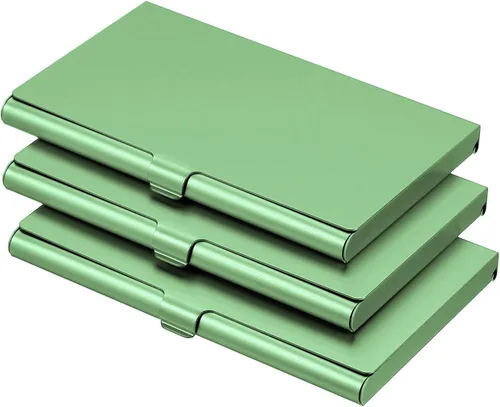 Vista 12 de PATIKIL Portatarjetas de visita, 3 piezas de aleación de aluminio, funda delgada para tarjetas de nombre para mujeres y hombres, color negro