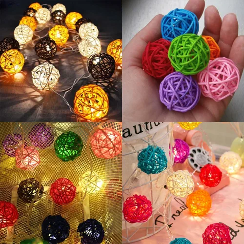 Vista 7 de Bolas decorativas para centros de mesa, 20 unidades, mini bolas de mimbre de ratán, relleno de orbes para decoración del hogar, pájaros, loros