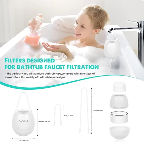 Vista 6 de Filtro de agua de baño para grifo de bañera, filtración de 10 etapas de 5,000 galones, elimina cientos de contaminantes, filtro de bañera
