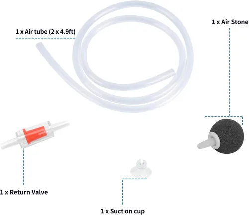 Vista 8 de Aquarium Air Pump Single Outlet/Dual Outlet Adjustable Aerator with Accessories for 10-100 Gallon Fish Tank