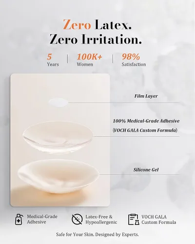Vista 6 de VOCH GALA 5 Pares de Cubierta de Pezón para Mujer Reutilizable, Pastillas de Pezón de Silicona Adhesivas, Pétalos de Sujetador Adhesivos #1 Crema