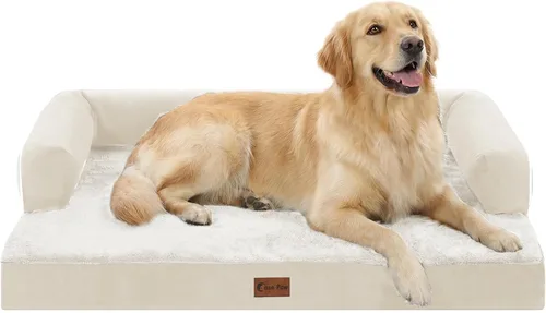 Vista 56 de Cama ortopédica para perros extragrandes, cama de espuma XL con forma de caja de huevos impermeable con lados 45x35 pulgadas, cama de sofá