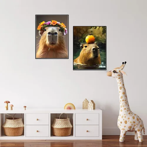 Vista 5 de Paquete de 2 pinturas artísticas de diamantes 5D para bricolaje, lindos animales, de 12 x 16 pulgadas, para adultos principiantes. Bordado redondo