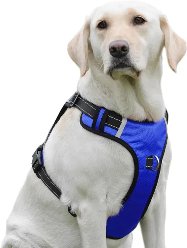 Vista 14 de Arnés para perro sin tirones con 2 anillos en D, ajustable, reflectante, suave, acolchado, chaleco Oxford y asa para perros pequeños, negro, S