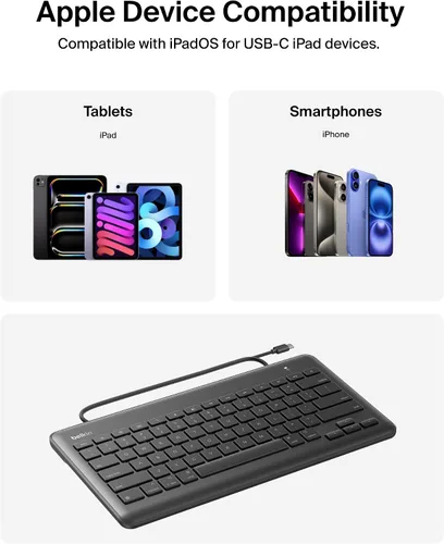Vista 7 de Belkin Teclado con cable para Apple iPad con cable Lightning, funciona con Apple iPad, iPad Pro, iPad Mini, modelos iPad Air con puerto Lightning