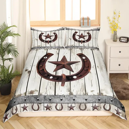 Vista 17 de Feelyou Texas Star - Juego de funda de edredón tamaño individual, diseño bohemio de vaquero para niños y niñas, funda de edredón azteca del salvaje