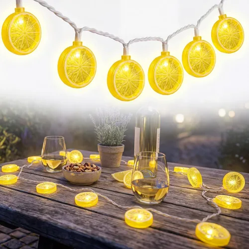 Vista 20 de Luces de calabaza de Halloween para exteriores, 2.6 m enchufables, luces de cadena naranjas para decoración de Halloween con 10 luces LED de Jack O