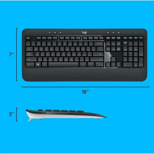 Vista 6 de Logitech MK540 Juego de teclado y mouse inalámbricos avanzados de 2,4 GHz, negro (920-008671)