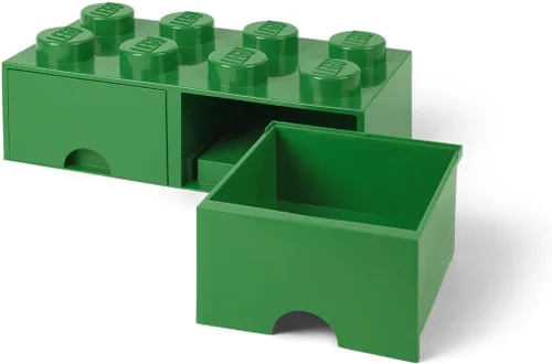 Vista 4 de LEGO - Cajón de ladrillos, 8 perillas, 2 cajones, caja de almacenamiento apilable, color verde oscuro