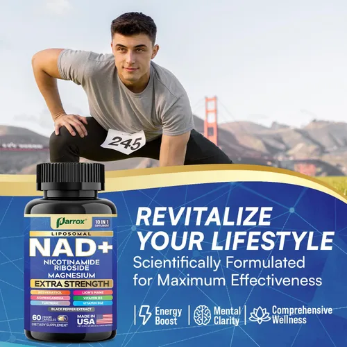 Vista 4 de Paquete Shilajit y NAD+ - Adaptógeno y apoyo de energía celular con Panax Ginseng, Rhodiola Rosea, Cordyceps, NAD liposomal, resveratrol y vitaminas