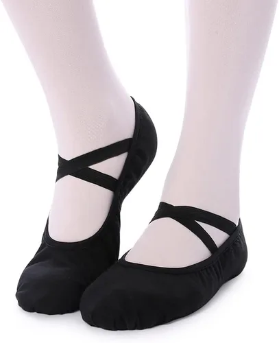 Vista 2 de Zapatos de ballet para mujeres y niñas, zapatos de ballet para mujer, zapatos de baile de lona, zapatos tipo ballet zapatos de yoga.