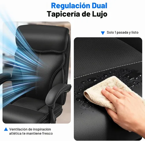 Vista 7 de AreShark Silla de oficina, ergonómica y cómoda silla de escritorio para computadora con respaldo alto y reposapiés, silla reclinable ejecutiva Negro