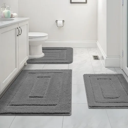 Vista 22 de GRANNY SAYS Juego de 2 alfombras de baño suaves para baño, alfombras de baño antideslizantes y lavables, alfombras de baño absorbentes para bañera