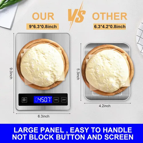 Vista 2 de Báscula de alimentos de 22 libras, báscula digital de cocina, gramos y onzas para perder peso, cocinar, hornear, precisión de 1 g/0.1 oz, recargable