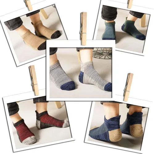 Vista 5 de Calcetines cortos de algodón para hombres y mujeres, calcetines cortos de algodón antideslizantes que absorben la humedad