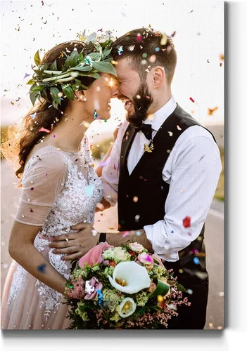 Vista 10 de Lienzo personalizado de compromiso, boda, novia, novio o aniversario de foto a lienzo - Lienzo fotográfico personalizado (10 x 10) cuadrado