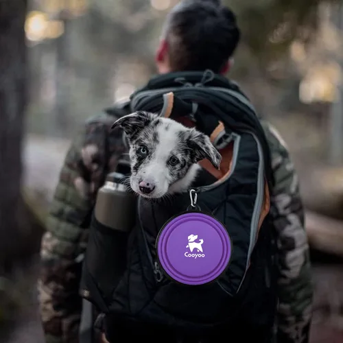 Vista 90 de COOYOO Cuenco plegable para perros, paquete de 2 cuencos plegables para agua para perros y gatos, plato portátil para alimentación de mascotas