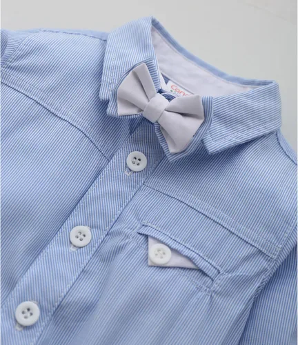 Vista 28 de Conjunto de chaleco para bebés y niños pequeños, camisa corta con corbatín y pantalones, trajes elegantes