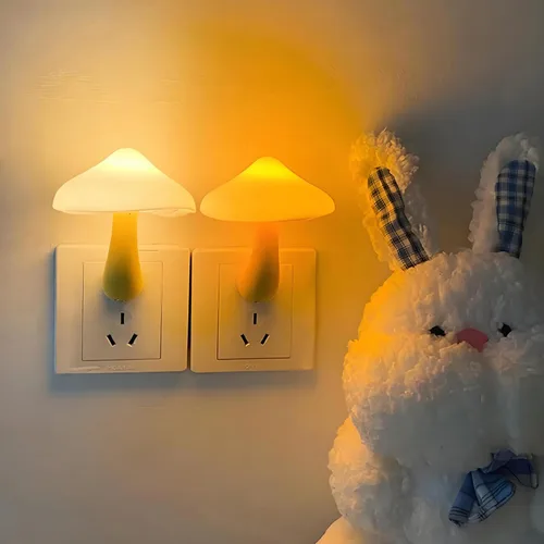 Vista 11 de Luces nocturnas LED con sensor en forma de hongo - 2 unidades, enchufe de pared con 7 colores cambiantes, lámpara mini de ensueño, luz nocturna