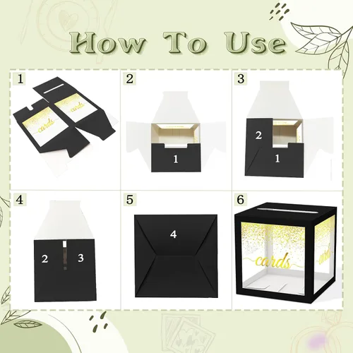 Vista 7 de WNINK Caja transparente para tarjetas de regalo, caja de recepción de tarjetas para cumpleaños, boda, compromiso, despedida de soltera o baby