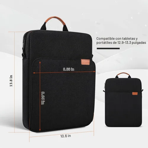 Vista 6 de Funda de transporte para iPad de 13 pulgadas para iPad Pro M5 y Air M4/M3 2026, iPad Pro 12.9, 13.8" Surface Laptop 7th, funda acolchada para Negro