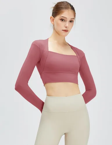 Vista 3 de Micoson Camisetas de entrenamiento de manga larga para mujer, camiseta de compresión atlética para yoga, con agujero para el pulgar