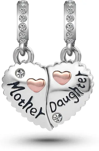 Vista 2 de KunBead Juego de dijes colgantes para madre e hijo para pulseras de amor corazón mamá cuentas para collar Metal Cobre