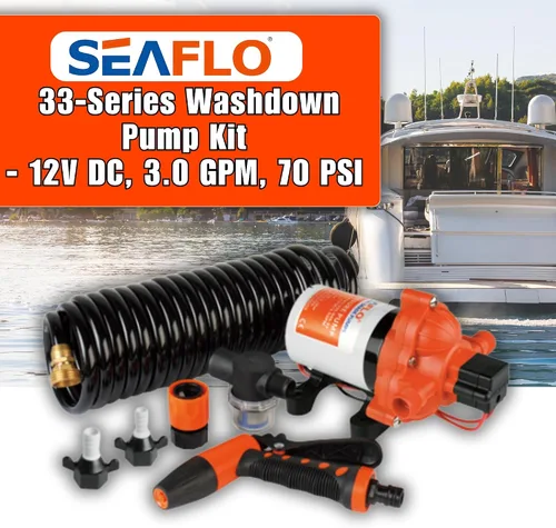 Vista 2 de SEAFLO Kit de bomba de lavado de cubierta de lavado serie 33 – 12 V CC, 3.0 GPM, 70 PSI, interruptor de presión resistente, para aplicaciones de RV