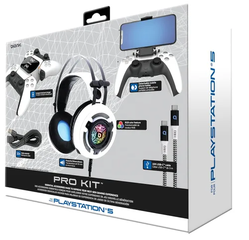 Vista 7 de Bionik BNK-9083 PS5 Pro Kit - Essential Accessories - Headset, Charge Base, Cable