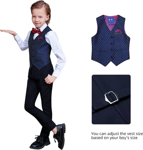 Vista 3 de ELPA ELPA Traje de esmoquin para niños, esmoquin floral ajustado para niños, esmoquin formal para graduación, Halloween, fiesta de Navidad