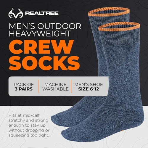 Vista 2 de Realtree Calcetines térmicos para hombre – Paquete de 3 calcetines pesados aislados para clima frío – Se adapta a tallas 6 – 12, Azul