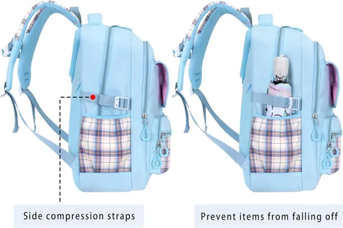 Vista 3 de Roffatide Mochila escolar Kawaii de anime para niñas y niños con 21 accesorios de dibujos animados para estudiantes estéticos para el nuevo