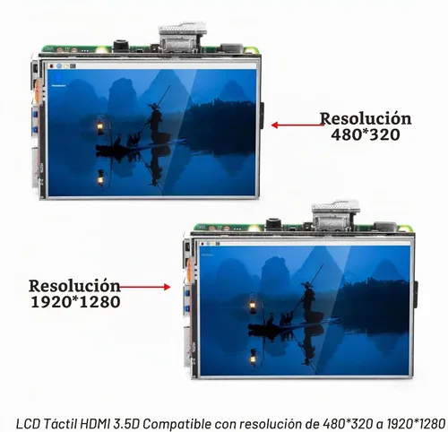 Vista 3 de OSOYOO 3.5 "HDMI LCD pantalla táctil para Raspberry Pi 5 4 3 2 con lápiz óptico