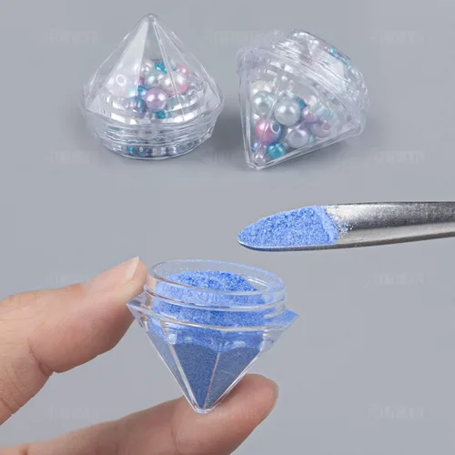 Vista 3 de AUEAR, Paquete de 25 recipientes geométricos de corte transparente con forma de diamante, con tapas para maquillaje de cuentas, 0.2 fl oz
