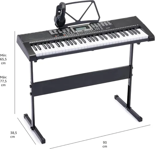Vista 7 de Amazon Basics Piano de teclado eléctrico con 61 teclas, altavoces integrados, canciones para aprender, color negro